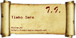 Timko Imre névjegykártya